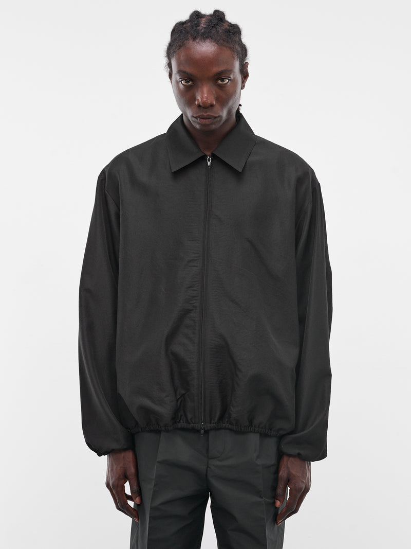Black Wool-Silk Zip Jacket (ST-1448-BLACK)