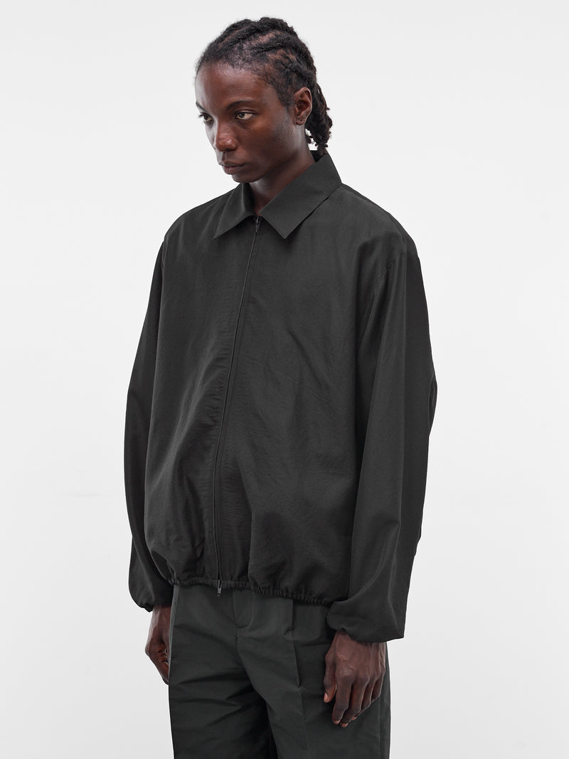 Black Wool-Silk Zip Jacket (ST-1448-BLACK)