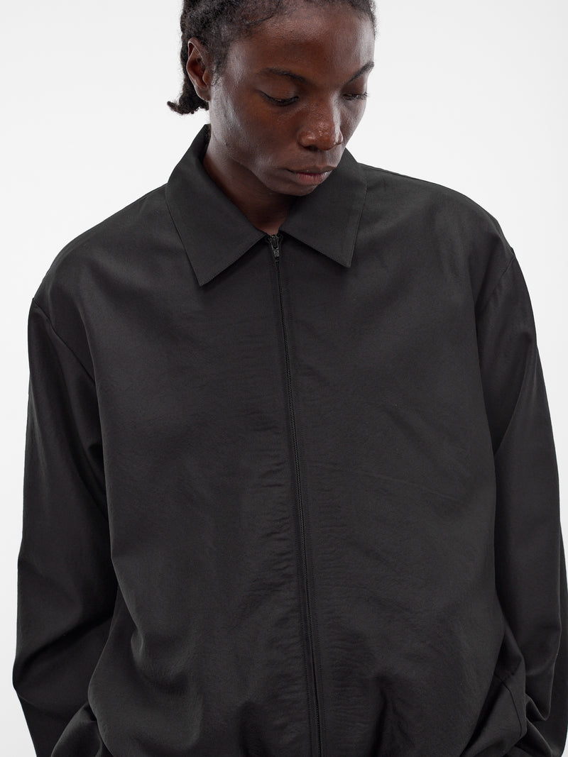 Black Wool-Silk Zip Jacket (ST-1448-BLACK)