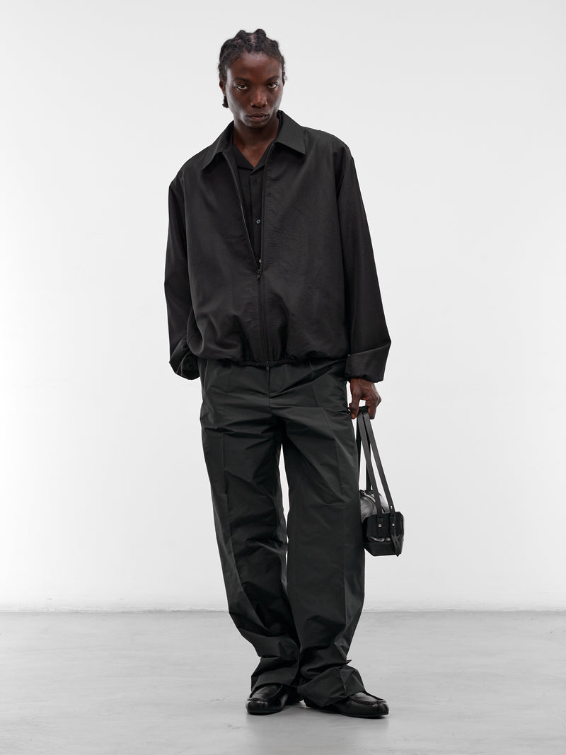 Black Wool-Silk Zip Jacket (ST-1448-BLACK)