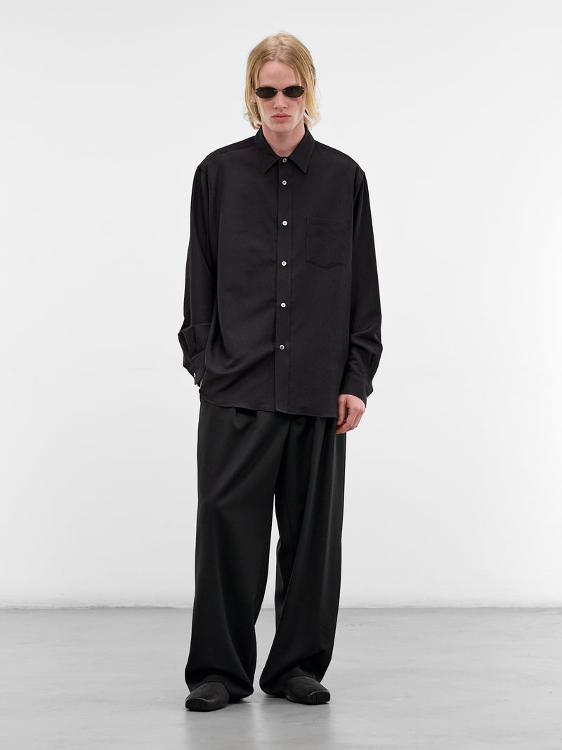 Black Wool-Silk Button-Up Shirt (ST-1449-BLACK)