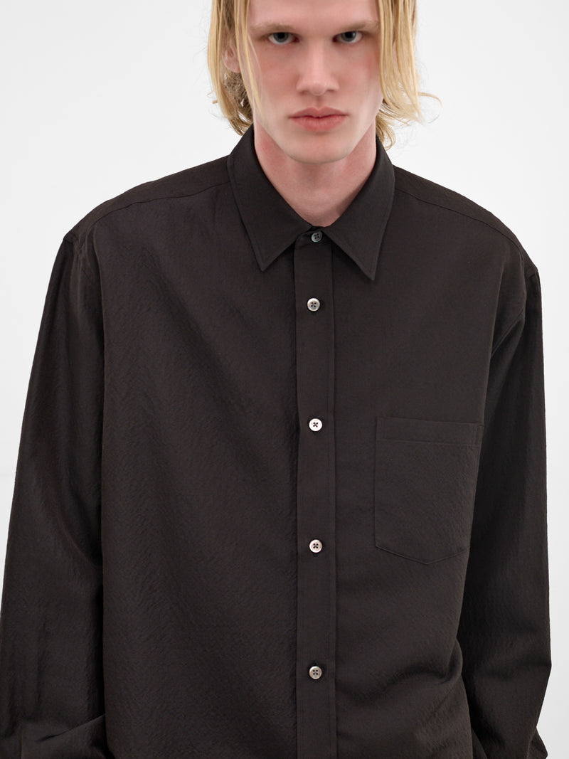 Charcoal Wool-Silk Button-Up Shirt (ST-1449-DARK-CHARCOAL)