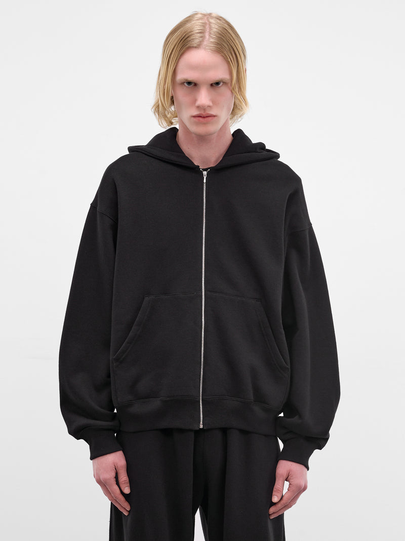 Black Cotton-Cashmere Zip Hoodie (ST-1469-BLACK)