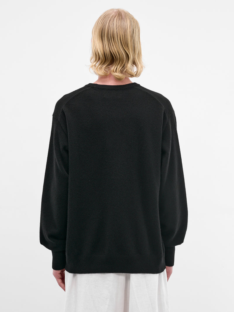Black Wool Knit Crewneck Sweater (ST-1476-BLACK)