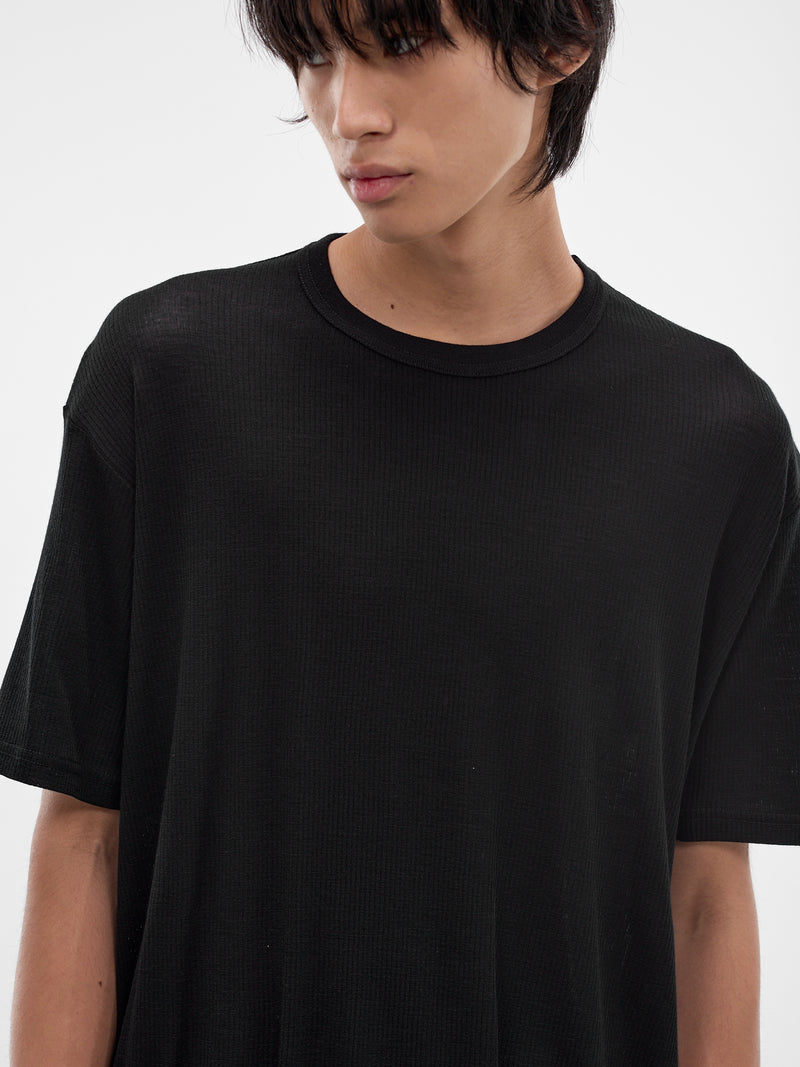 Black Rib-Knit Wool Tee (ST-1501-BLACK)