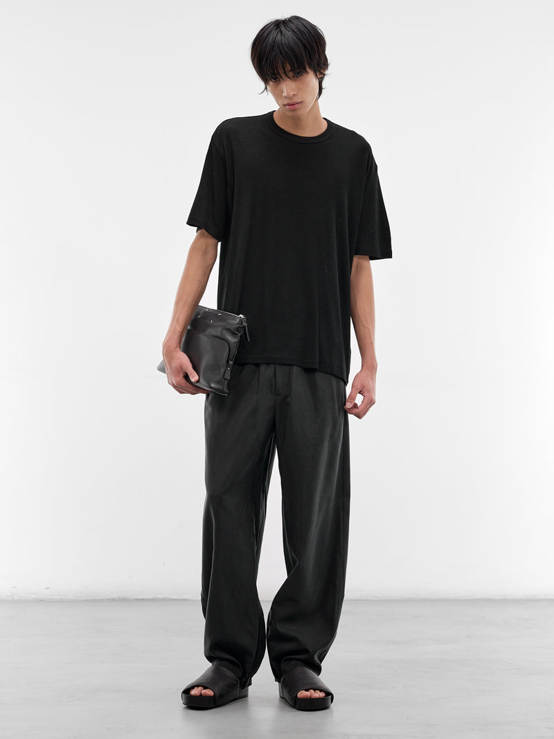 Black Silk-Nylon Baggy Trousers (ST-1445-BLACK)