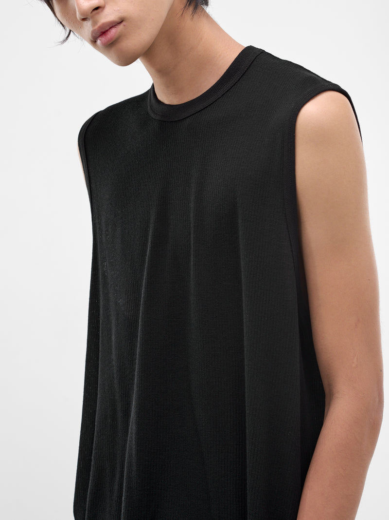 Black Rib-Knit Wool Tank (ST-1502-BLACK)