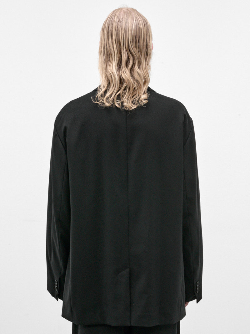 Black Wool Flannel Oversized Blazer (ST-1593-BLACK)