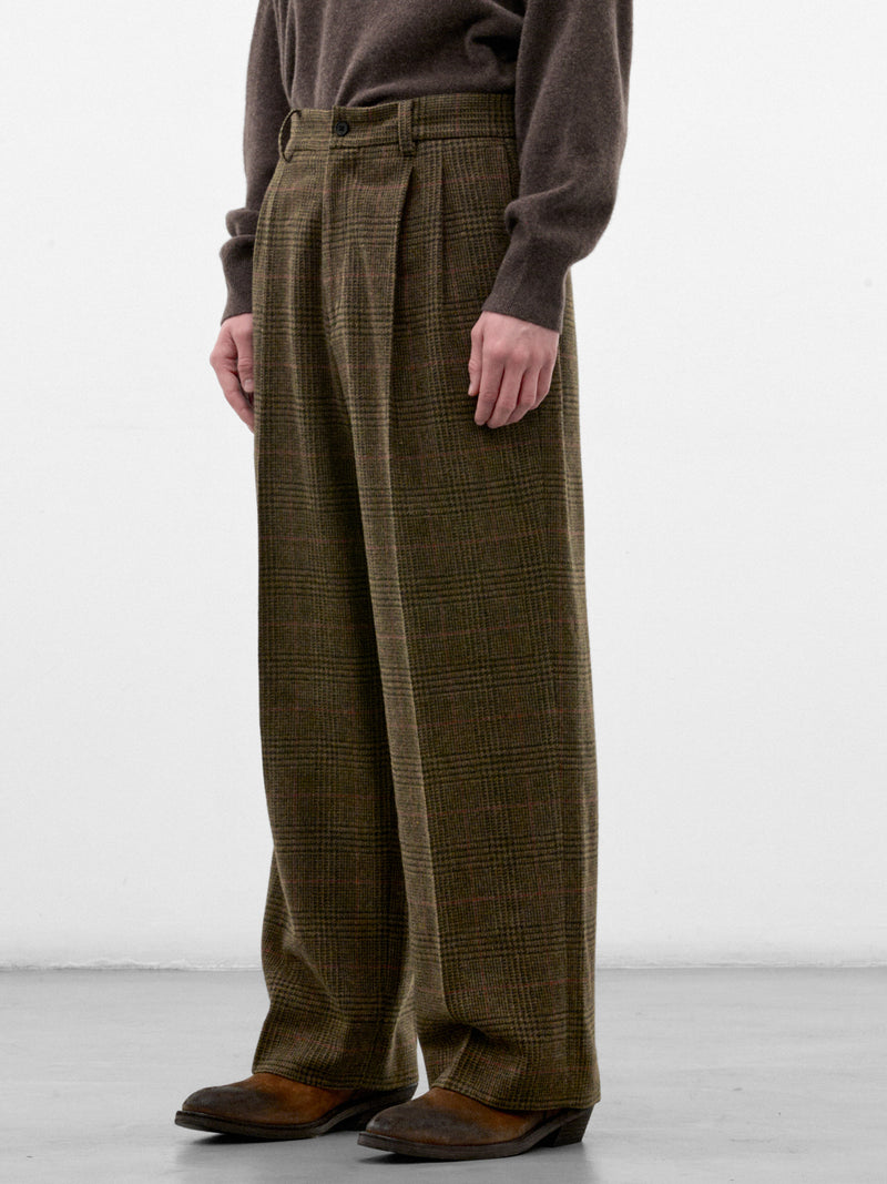 Wool Tweed Check Pleated Trousers (ST-1605-TWEED-CHECK)