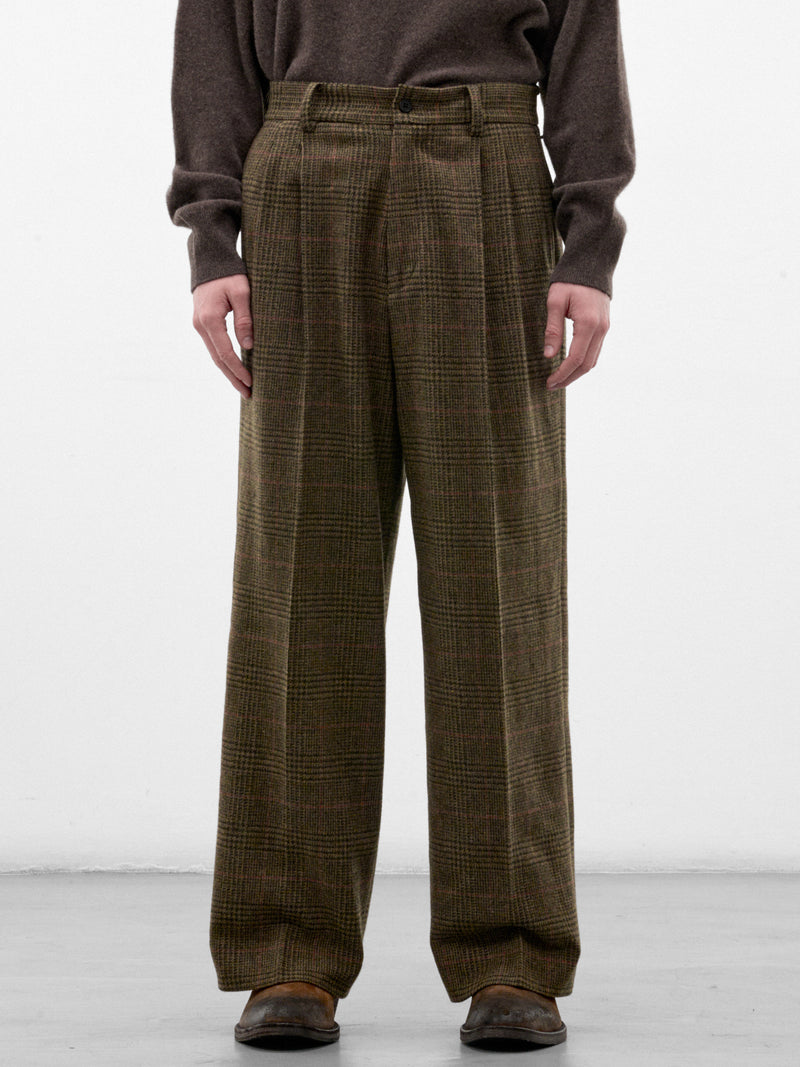 Wool Tweed Check Pleated Trousers (ST-1605-TWEED-CHECK)