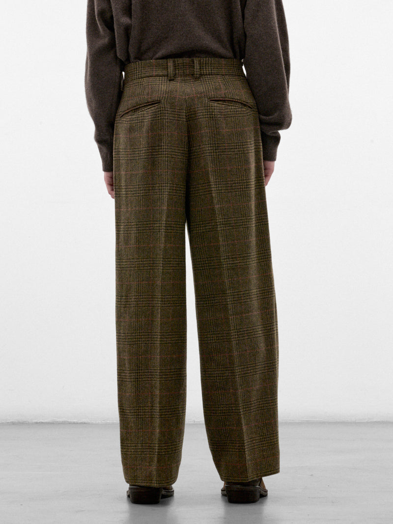 Wool Tweed Check Pleated Trousers (ST-1605-TWEED-CHECK)