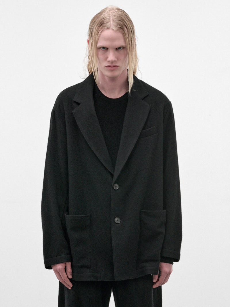 Black Wool-Cashmere Fleece Blazer (ST-1619-BLACK)