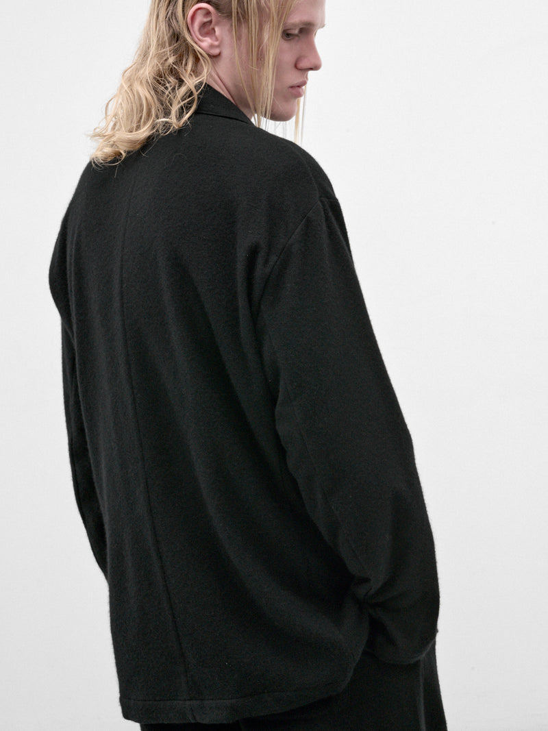 Black Wool-Cashmere Fleece Blazer (ST-1619-BLACK)