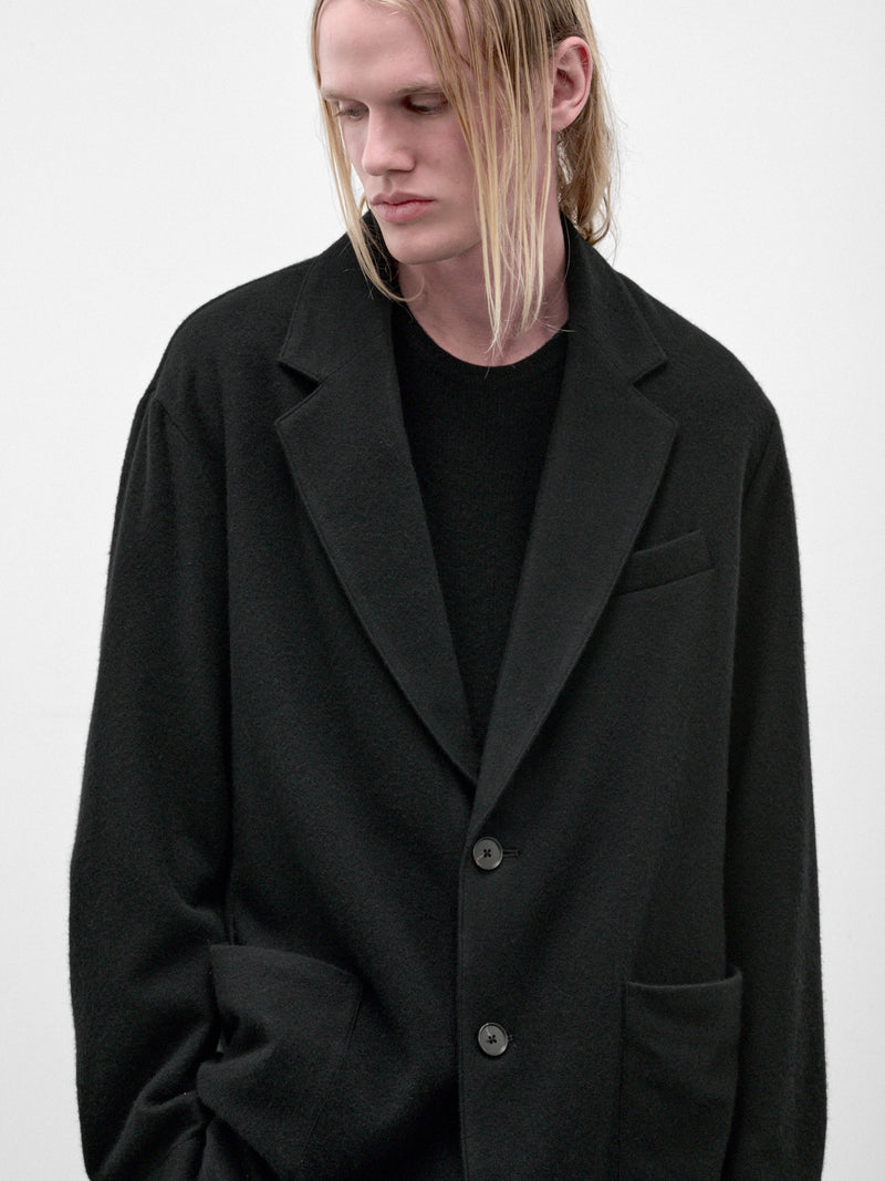 Black Wool-Cashmere Fleece Blazer (ST-1619-BLACK)