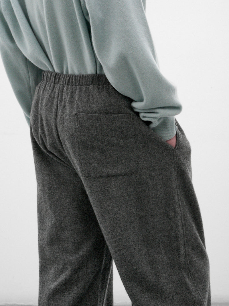 Gray Wool-Cashmere Drawstring Trousers (ST-1622-GREY)
