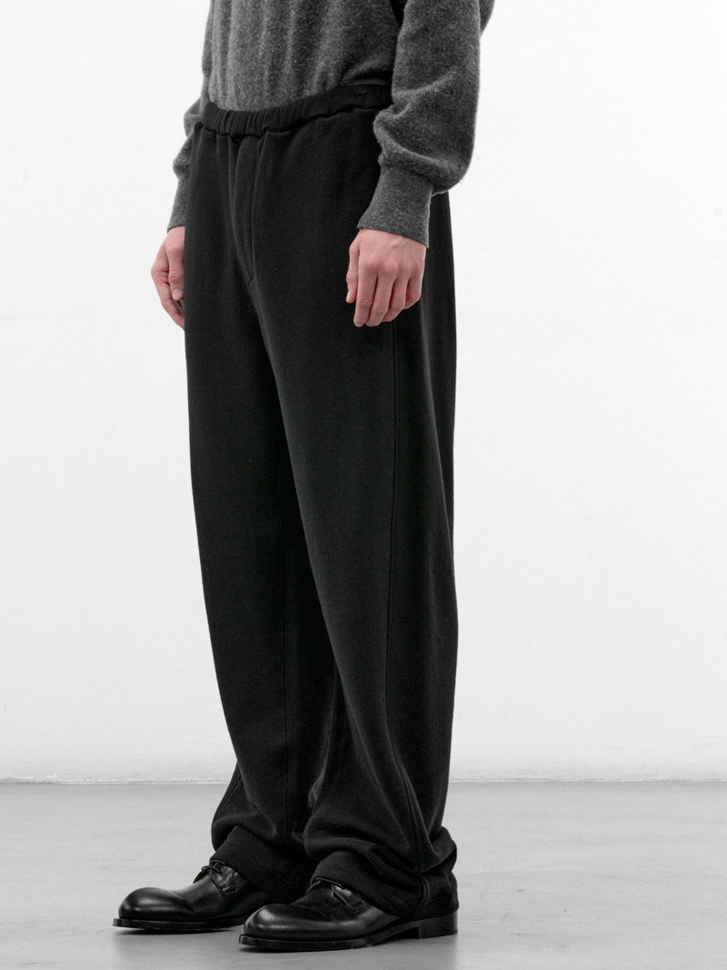 Black Wool Wide Drawstring Trousers (ST-1627-BLACK)