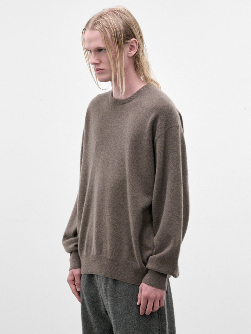 Taupe Cashmere Crewneck Sweater (ST-1628-TAUPE)