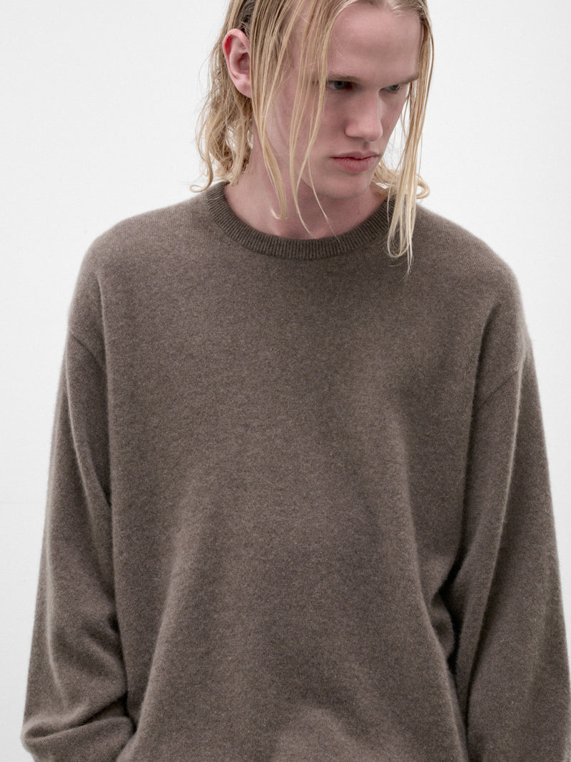 Taupe Cashmere Crewneck Sweater (ST-1628-TAUPE)