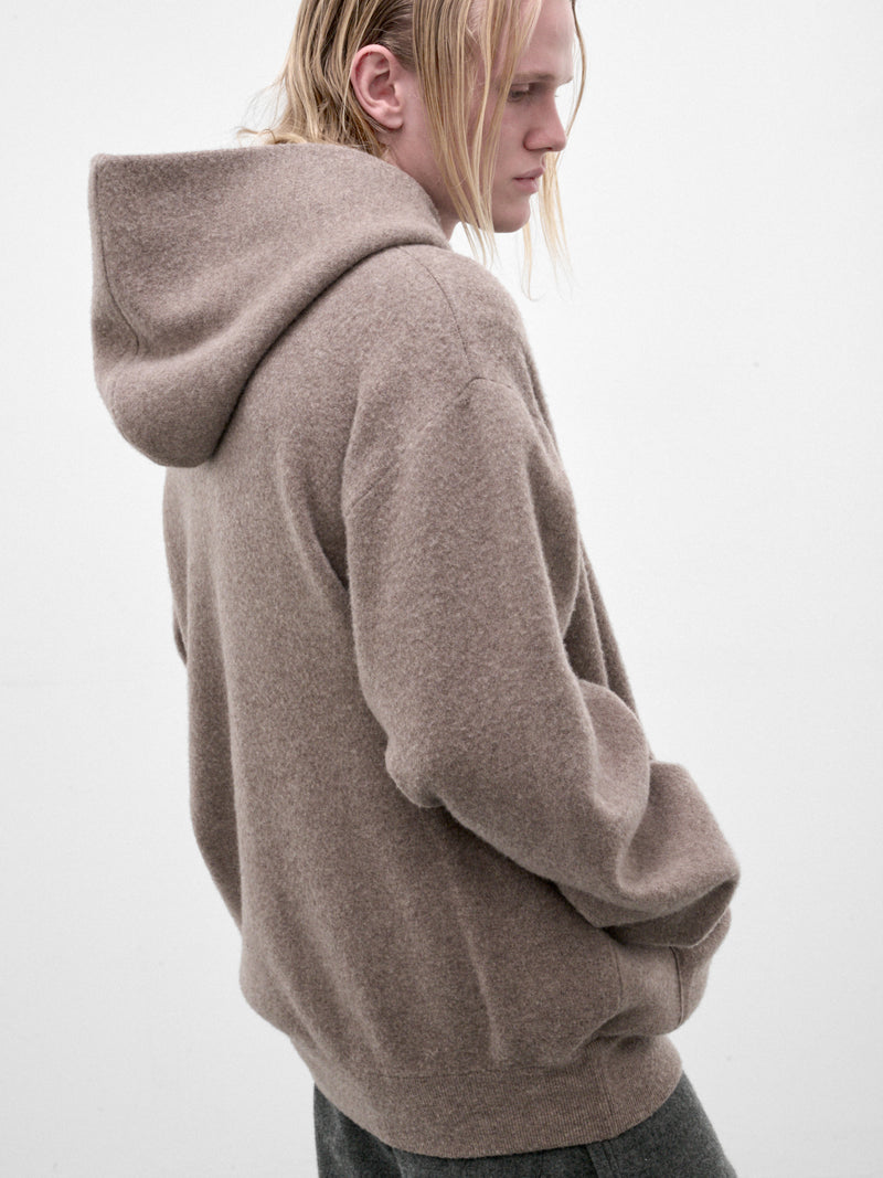 Beige Wool Knit Zip Hoodie (ST-1638-BEIGE)