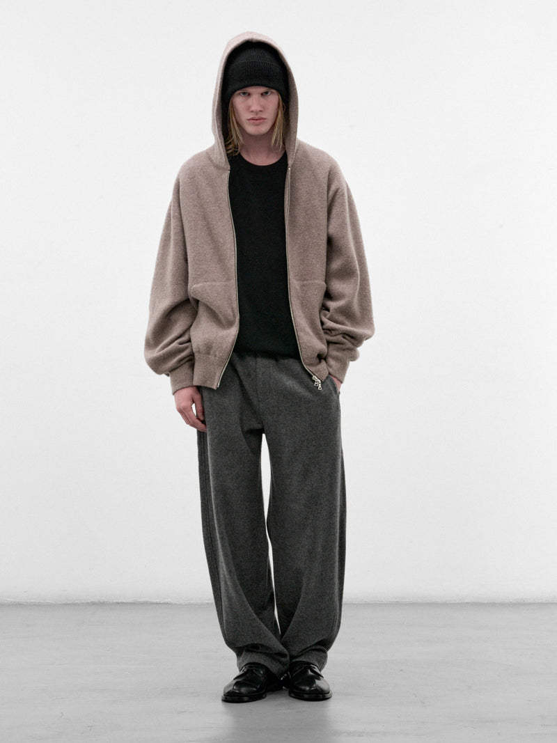 Beige Wool Knit Zip Hoodie (ST-1638-BEIGE)
