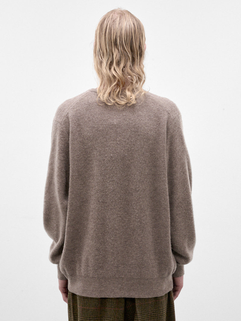 Beige Wool Knit Crewneck Sweater (ST-1639-BEIGE)
