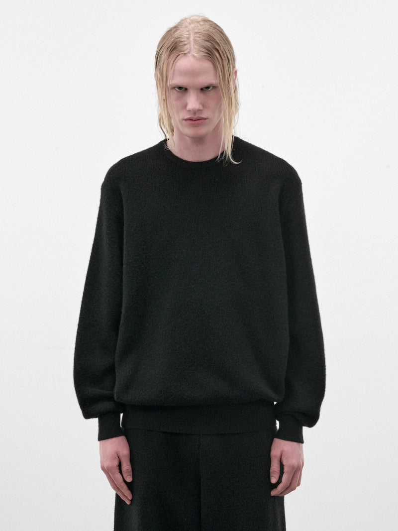 Black Wool Knit Crewneck Sweater (ST-1639-BLACK)