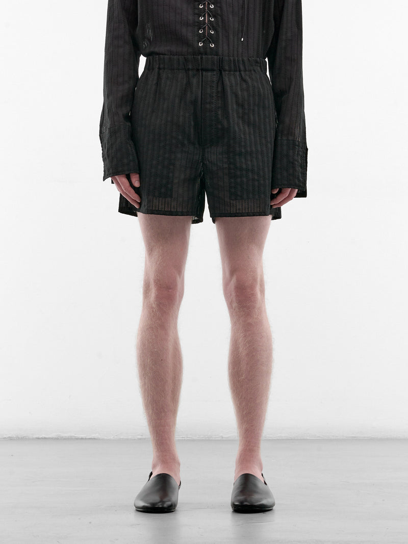 Black Cotton Striped Boxer Shorts (ST001-M-CO0023-BLACK)