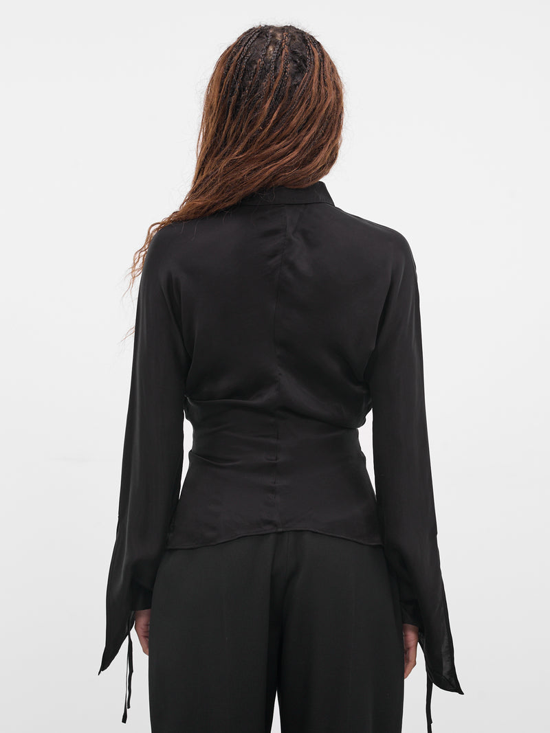 Black Draped Bell Shirt (ST01C2BL900-BLACK)