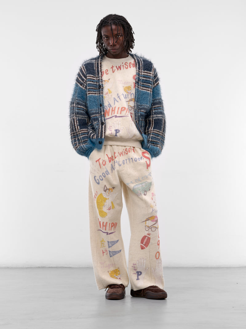 White Graffiti Print Wool Sweatshirt (SW-SV-NGA-1007-WHITE)