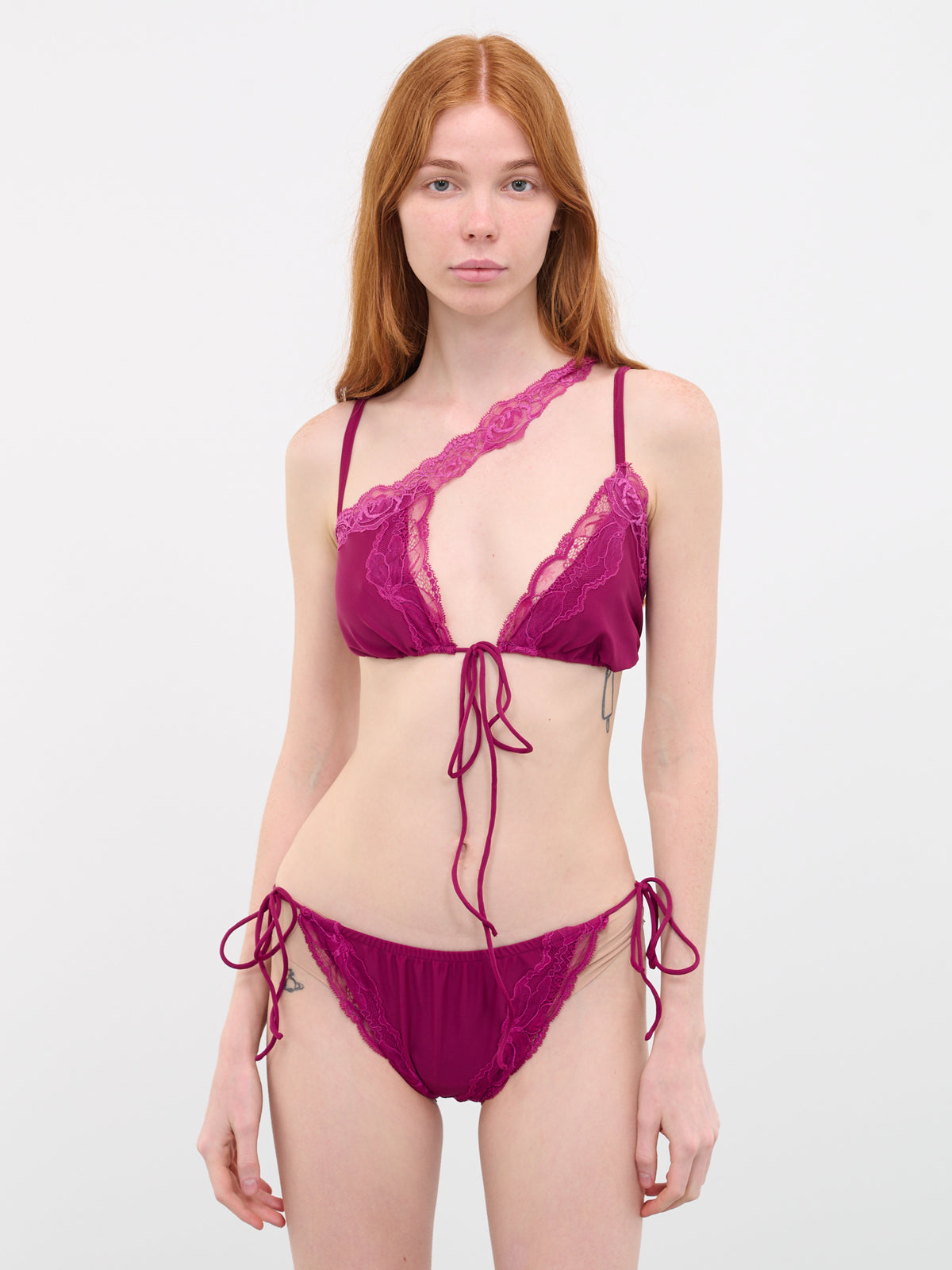 Asymmetric Lace Bikini Top (SW002-PINK)
