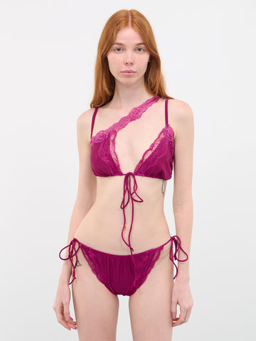 Velour ribbon asymmetrical swimwear 水着 SWIM WEAR]HYBRID OP(S0040) | mikomori
