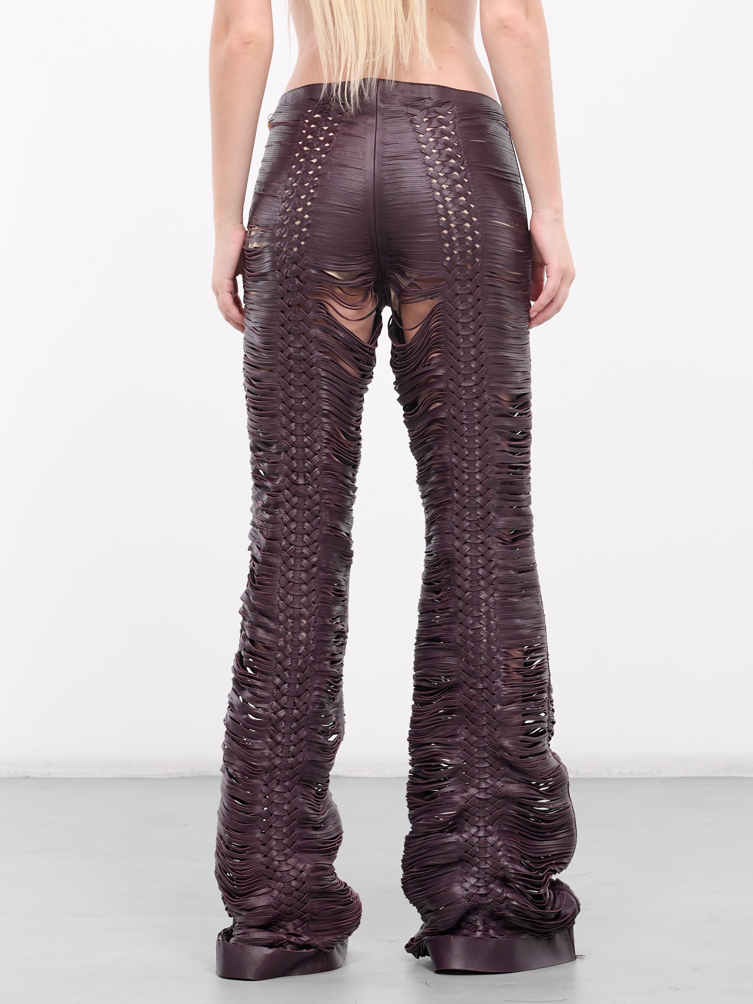 Leather Lace Pants (SWP201-PN002-AUBERGINE)