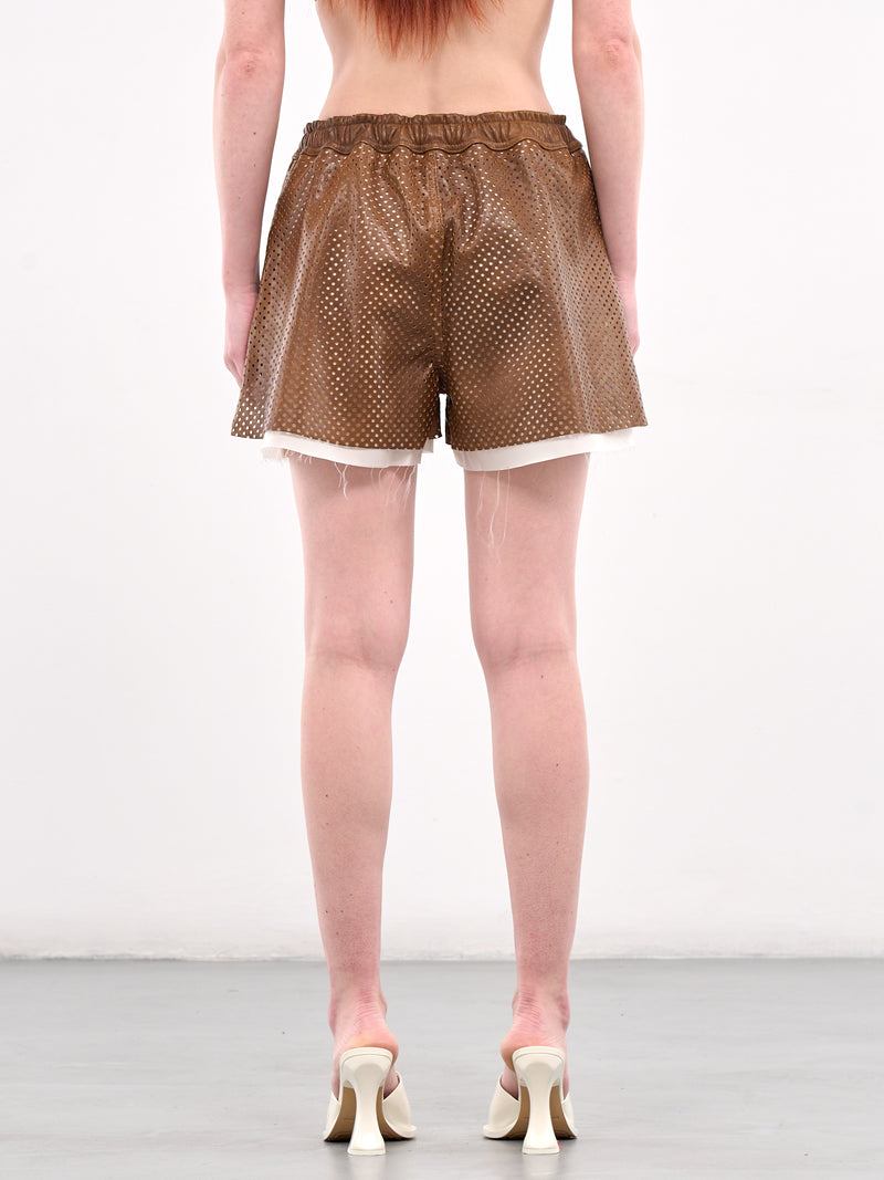 Mesh Leather Shorts (SY-P16-BROWN)