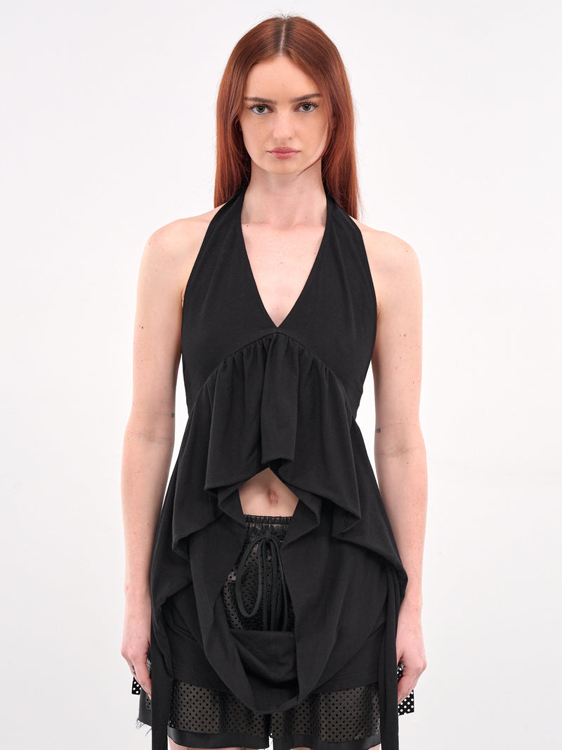 Flared Hoop Halter Top (SY-T40-BLACK)