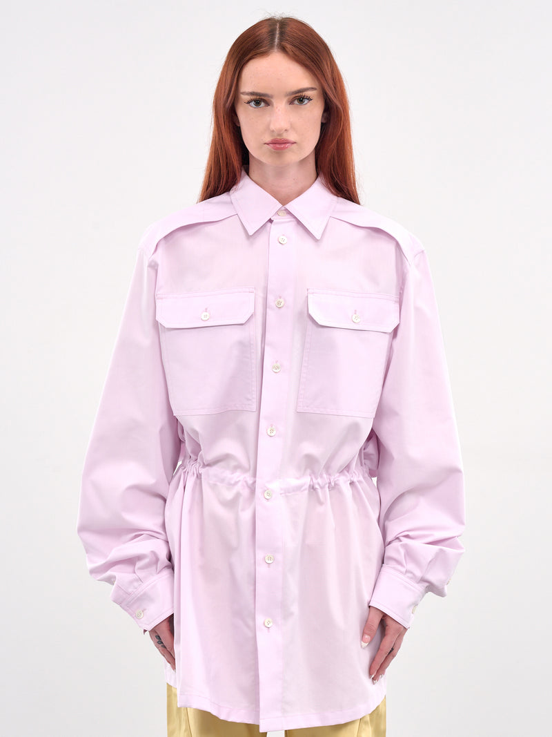 Drawstring Waist Military Shirt (SY-T43-PINK)