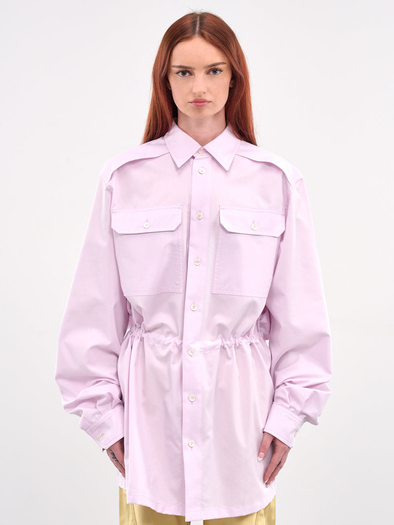 Drawstring Waist Military Shirt (SY-T43-PINK)