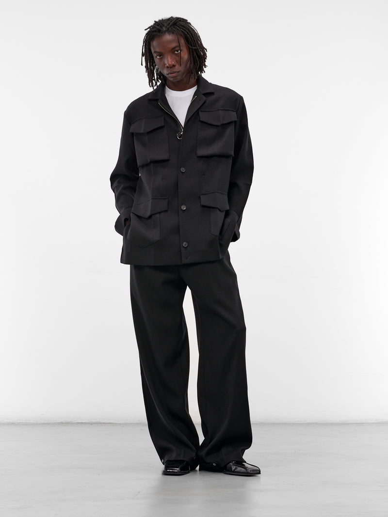 Black Matte Wool Pajama Pants (PIJAMA-2-MATTE-SHINY-BLACK)