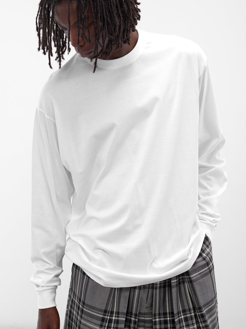 White Cotton Long Sleeve Tee (T003-C001-WHITE)