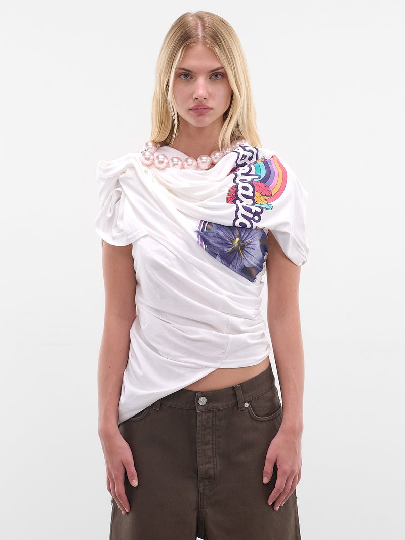 White Twisted Necklace Graphic Tee (T05FW5-WHITE-GREY)