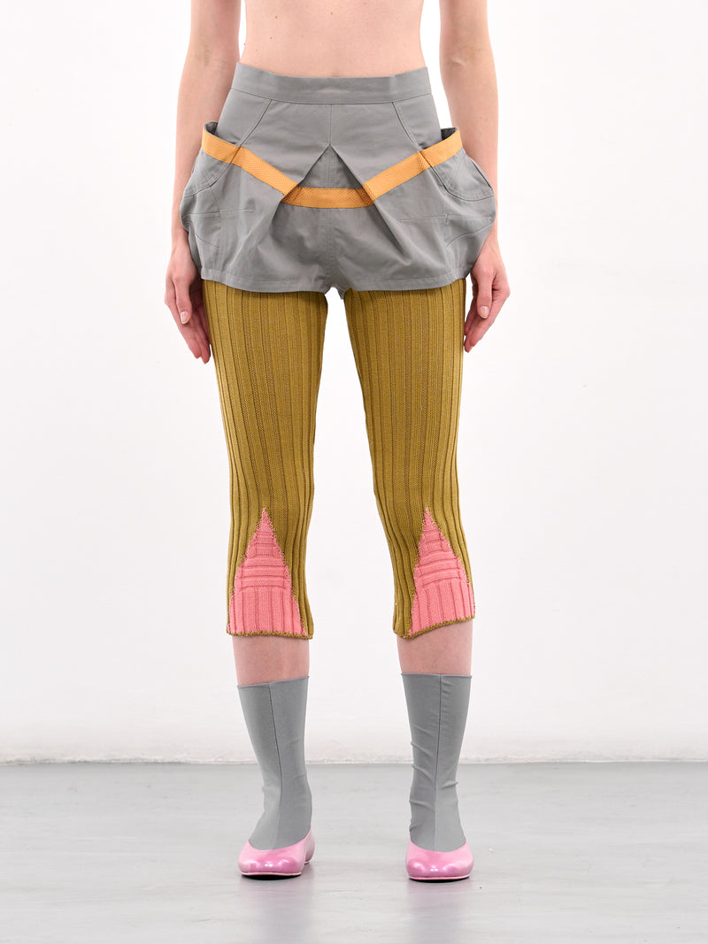 Hybrid Knit Shorts (T06-19-GREY-MUSTARD-PINK)