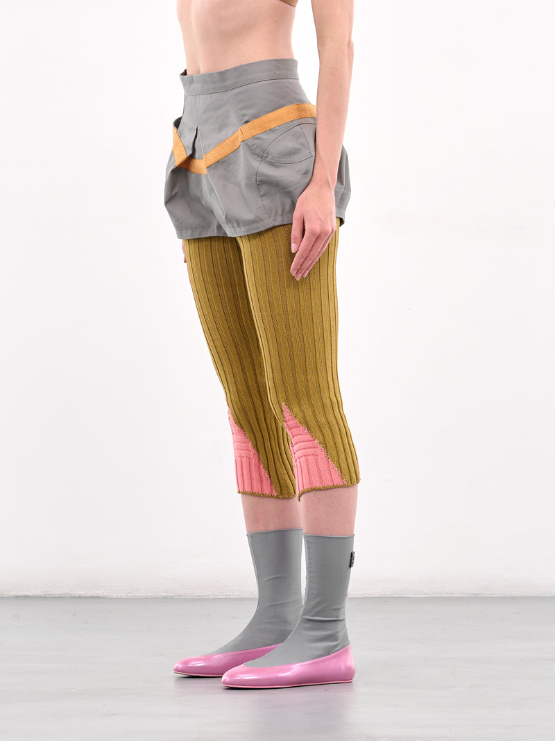 Hybrid Knit Shorts (T06-19-GREY-MUSTARD-PINK)