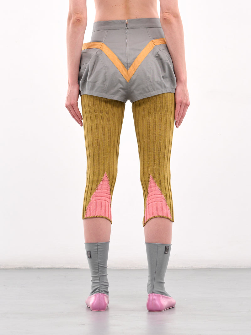 Hybrid Knit Shorts (T06-19-GREY-MUSTARD-PINK)