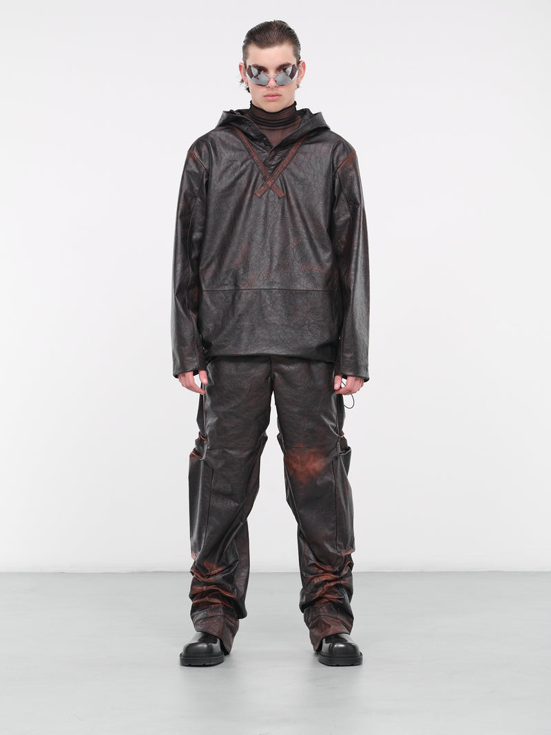 Oversized Leather Hoodie (T06-DB-DARK-BROWN)