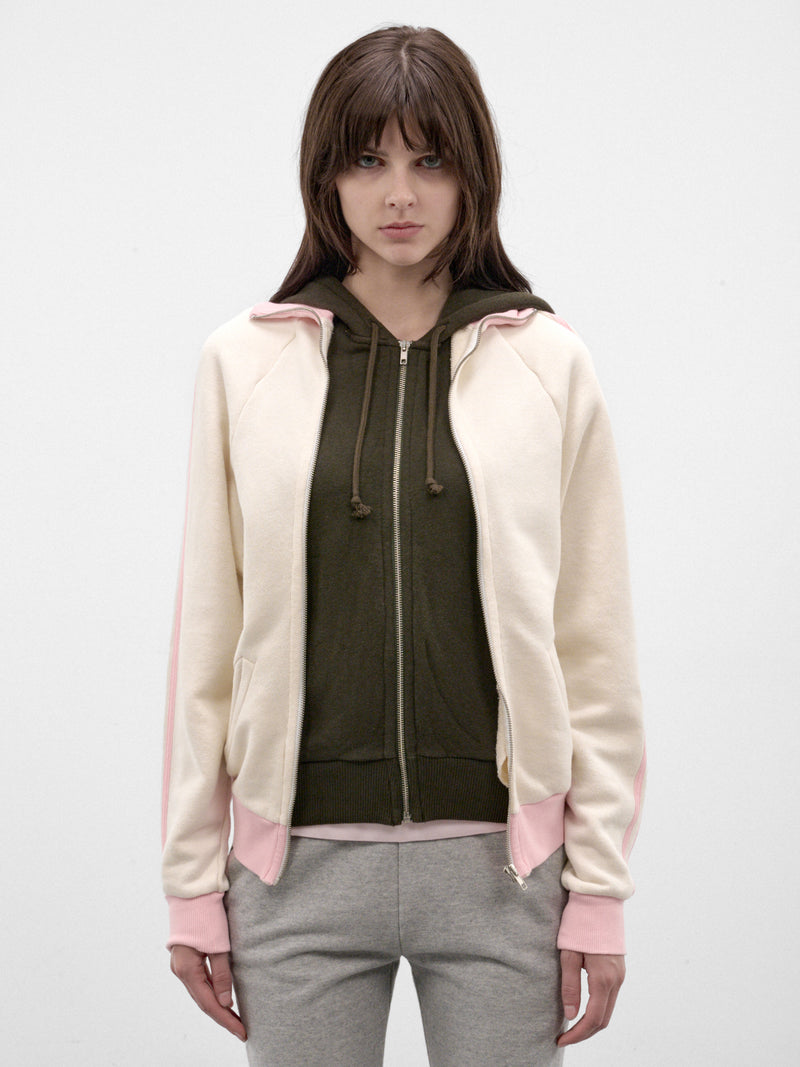 White Double Track Jacket (T09FW26-COL-1-WHITE-PINK-FORES)