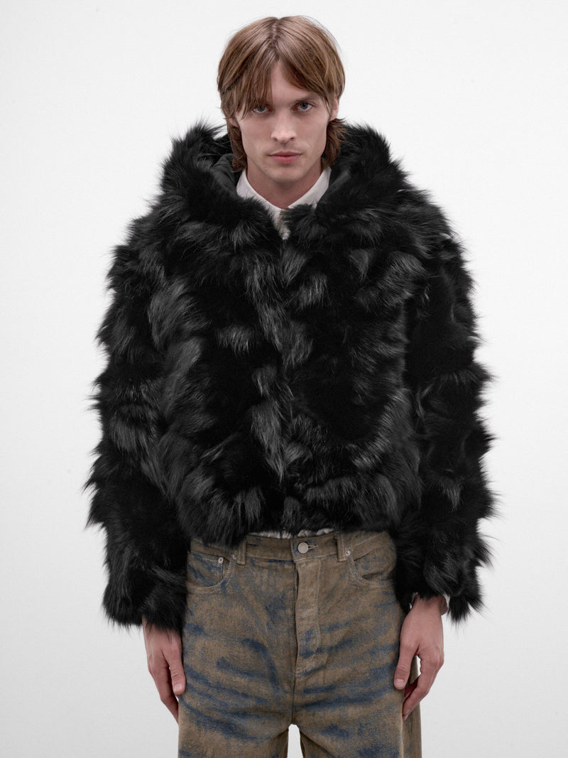 Black Fox Fur Hoodie (TA26AW-BL025-BLACK)