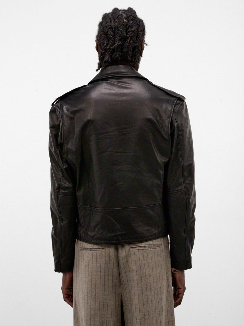 Black Leather Riders Jacket (TA26AW-BLO27-BLACK)