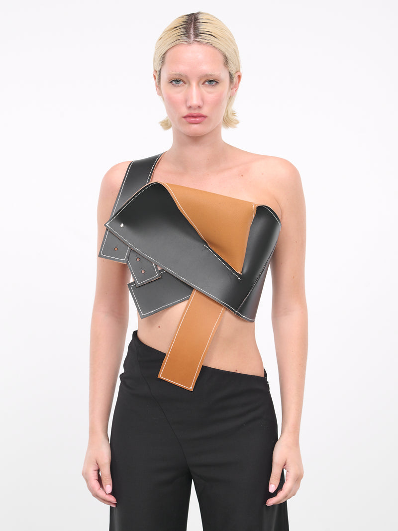 Draped Leather Top (TO-BS03-BLACK)