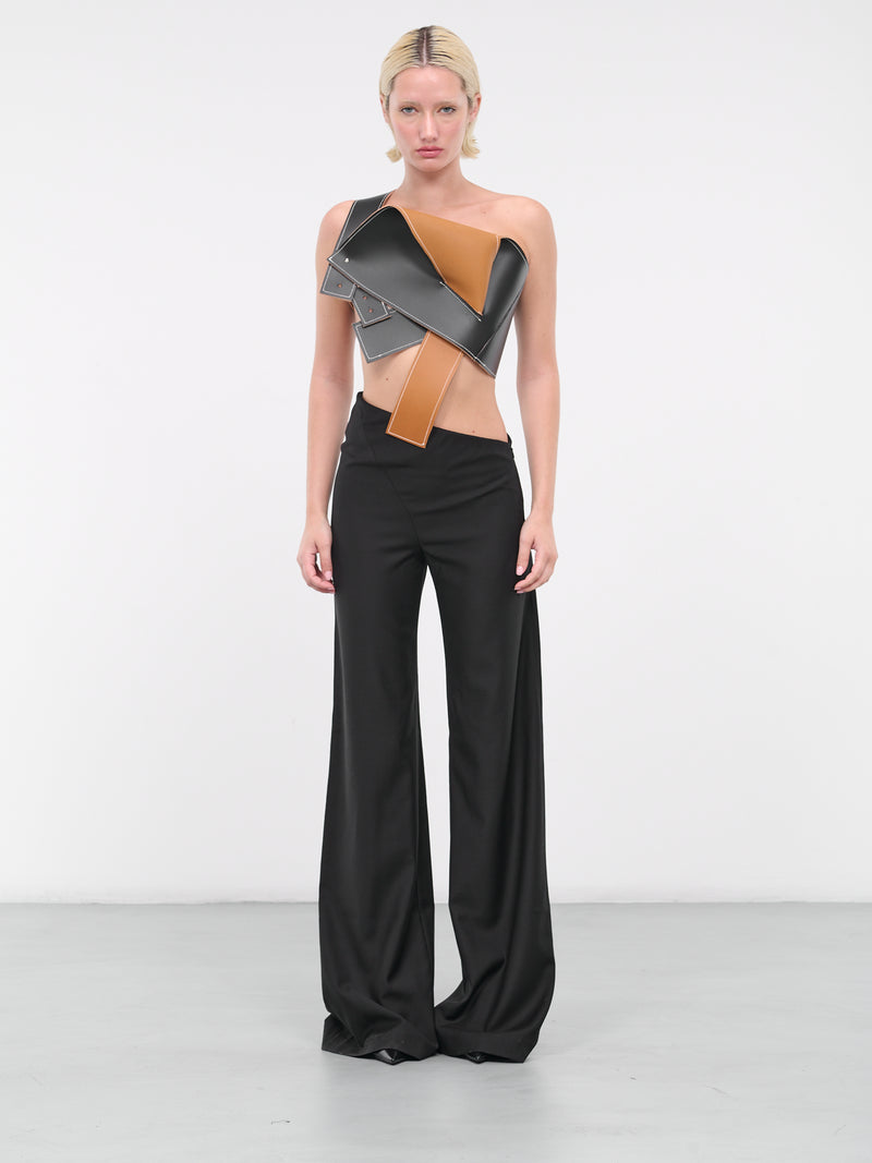 Draped Leather Top (TO-BS03-BLACK)