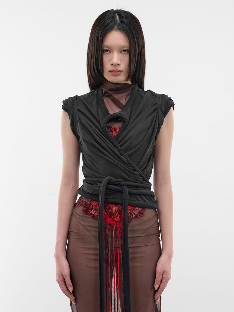 Double Piped Upcycled T-Shirt Top (TO-TS-3-BLACK)