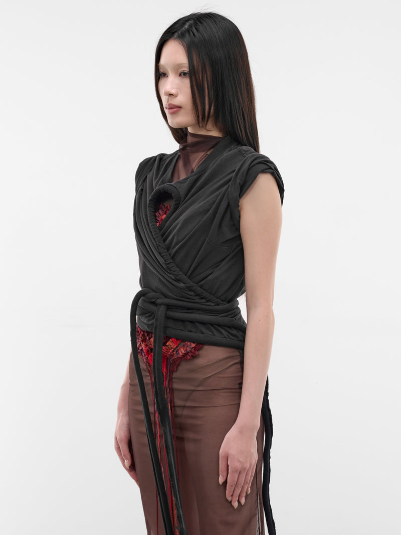 Double Piped Upcycled T-Shirt Top (TO-TS-3-BLACK)